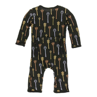 Print Bamboo Coverall with Snaps - Victorian Keys KicKee Pants Size: 3-6 Months