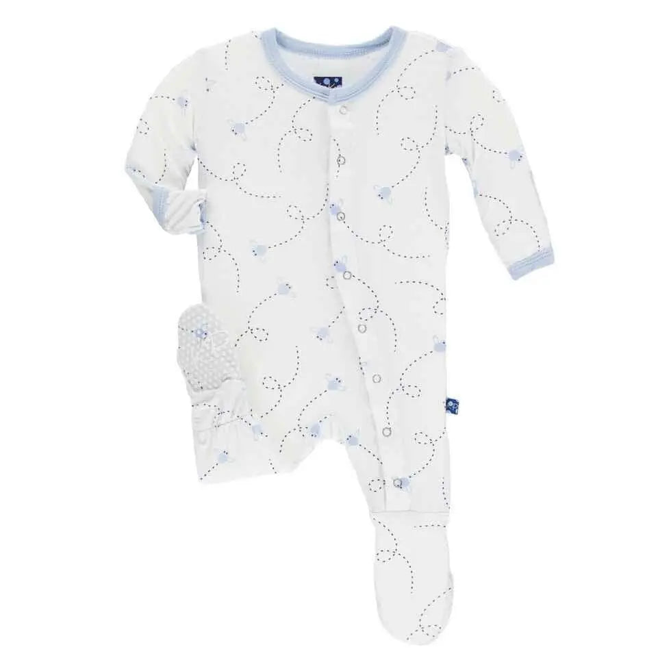 Kickee Pants Bamboo Boy's Footie With Snaps - Neptune...