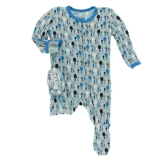 Print Bamboo Footie with Snaps - Jade Garden Tools KicKee Pants Size: Newborn