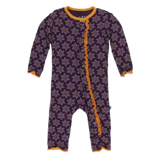 Print Bamboo Muffin Ruffle Coverall with Snaps - Wine Grapes Saffron KicKee Pants Size: 3-6 Months