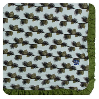 Print Bamboo Ruffle Toddler Blanket - Spring Sky Pine Cones, One Size KicKee Pants Size: One Size