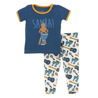 Print Bamboo Short Sleeve Pajama Set, Samba KicKee Pants Size: 6-12 Months
