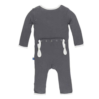 Solid Bamboo Coverall - Stone with Natural KicKee Pants Size: 3-6 Months