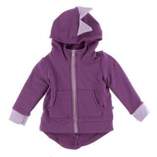 Solid Bamboo Fleece Zip-Front Dino Hoodie Jacket - Amethyst with Sweet Pea KicKee Pants Size: 6-12 Months