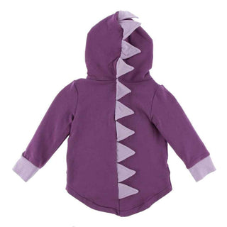 Solid Bamboo Fleece Zip-Front Dino Hoodie Jacket - Amethyst with Sweet Pea KicKee Pants Size: 6-12 Months