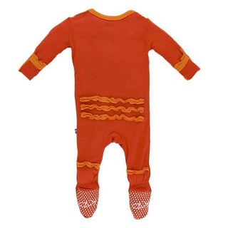 Solid Bamboo Muffin Ruffle Footie with Snaps, Poppy with Sunset KicKee Pants Size: Newborn