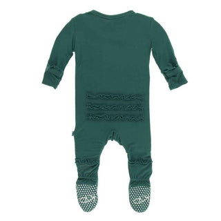 Solid Bamboo Muffin Ruffle Footie with Snaps - Ivy KicKee Pants Size: Newborn