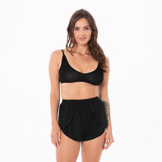 Women's Solid Bamboo Sleeping Bra, Tulip Shorts and Duster Robe Set - Midnight (15ANV) KicKee Pants Size: S