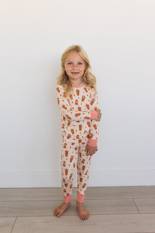 Bamboo Long Sleeve Pajama Set - Pumpkin Latte In My Jammers Size: 3T