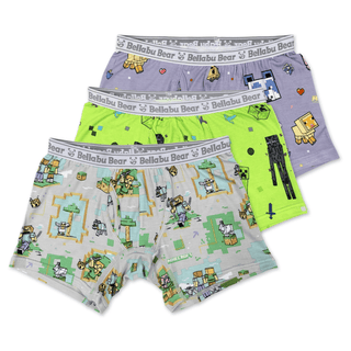 Bamboo Boxer Briefs (Pack of 3) - Minecraft Bellabu Bear Size: 2T-3T