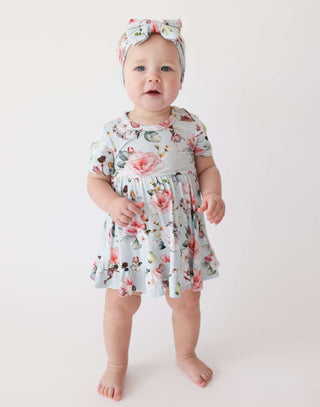 Bamboo Short Sleeve Ruffled Twirl Bodysuit Dress - Melinda (Fairies) Posh Peanut Size: 0-3 Months