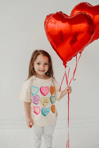 Heart Candy Affirmation Words Tee - Valentines Little & Brave Size: 2-3T Color: White