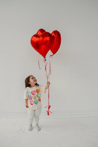 Heart Candy Affirmation Words Tee - Valentines Little & Brave Size: 2-3T Color: White