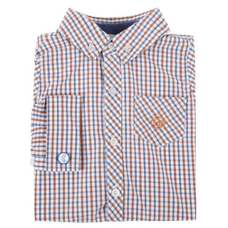 Andy and Evan Orange and Navy Check Bicycle Cuff Link Shirtzie