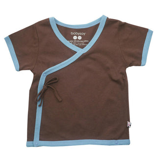 Babysoy Infant Short Sleeve Kimono Tee Shirt - Chocolate and Ocean