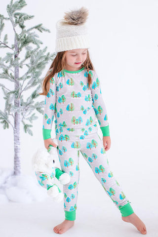 Birdie Bean Bamboo Long Sleeve Pajama Set - Vail Ribbed (Winter Trees)
