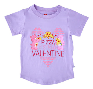 Birdie Bean Girl's Bamboo Short Sleeve Graphic T-Shirt - Care Bears Pizza Valentine 