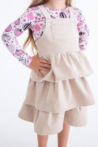 Birdie Bean Girl's Corduroy Overall Jumper Outfit Set - Quinn (Pumpkins)