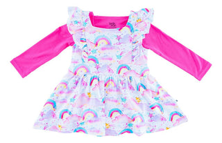 Birdie Bean Girls Jumper Twirl Dress - Penelope Rainbows