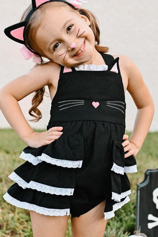 Eliza Cate and Co Girl's Kitty Pinafore Bubble Romper