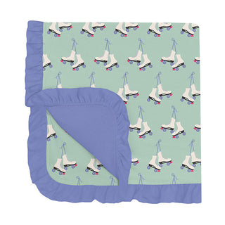 KicKee Pants Baby Girls Print Ruffle Stroller Blanket - Pistachio Roller Skates