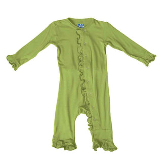 Kickee Pants Girl's Solid Classic Ruffle Coverall with Snaps - Meadow