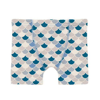 KicKee Pants Boy's Print Bamboo Boxer Briefs (Set of 3) - Seaport Johnny Appleseed, Seaport & Latte Scales 