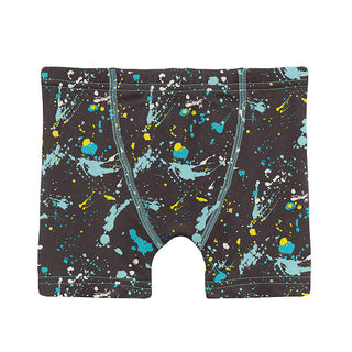 KicKee Pants Boy's Print Boxer Briefs (Set of 3) - Confetti Splatter Paint, Natural & Cerulean Blue Puzzle Cube