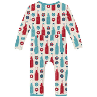 KicKee Pants Boy's Print Coverall with Zipper - Natural Soda Pop