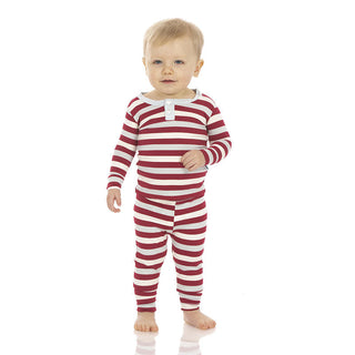 KicKee Pants Boys Print Long Sleeve Henley Pajama Set - Playground Stripe
