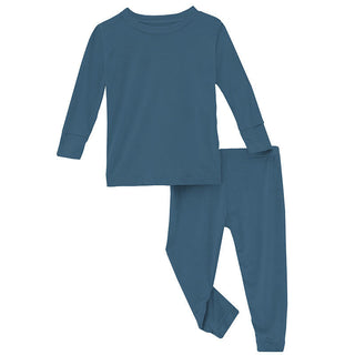 KicKee Pants Boy's Solid Bamboo Long Sleeve Pajama Set - Deep Sea