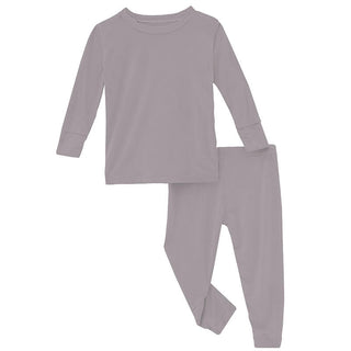 KicKee Pants Boy's Solid Bamboo Long Sleeve Pajama Set - Feather