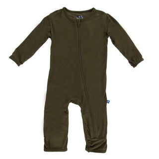 KicKee Pants Boy's Solid Coverall with 2-Way Zipper - Bark