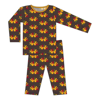 KicKee Pants Celebration Print Long Sleeve Pajama Set - Bark Turkey