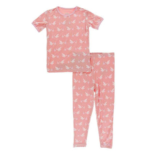 KicKee Pants Celebration Print Short Sleeve Pajama Set - Blush Stork