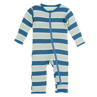 KicKee Pants Coverall with Zipper - Seaside Cafe Stripe