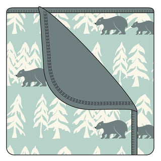 KicKee Pants CUSTOM Print Toddler Blanket - Aloe Bears and Treeline with Succulent Trim and Reverse, One Size