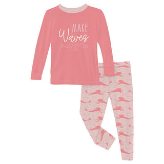KicKee Pants Girl's Print Bamboo Long Sleeve Graphic Tee Pajama Set - Baby Rose Mermaid
