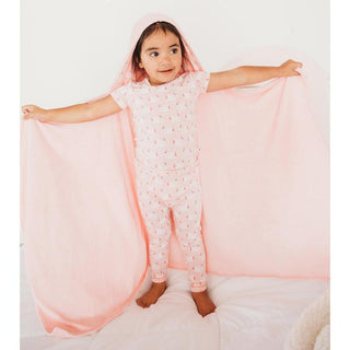 KicKee Pants Girl's Print Bamboo Short Sleeve Pajama Set - Cake Pop Swan Princess 