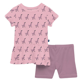 KicKee Pants Girl's Print Bamboo Short Sleeve Playtime Outfit Set - Cake Pop Ugly Duckling 