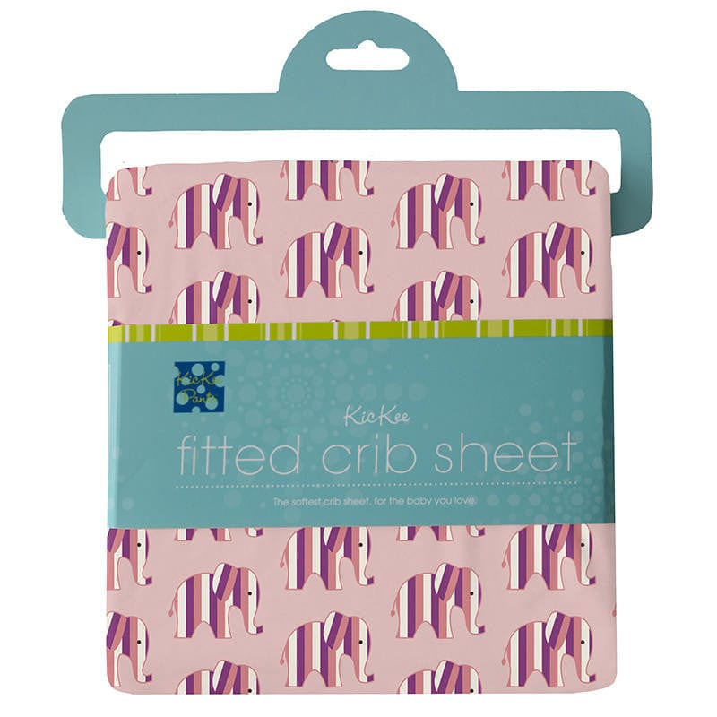 Kickee Pants Bamboo Fitted Crib Sheet Baby Rose Elephant Stripe