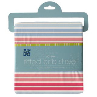 KicKee Pants Girls Print Fitted Crib Sheet, Cotton Candy Stripe - One Size