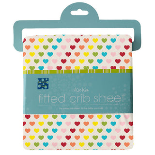 KicKee Pants Girl's Print Fitted Crib Sheet - Rainbow Hearts