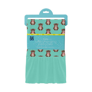 KicKee Pants Girls Print Ruffle Changing Pad Cover, Glass Teddy Bear - One Size