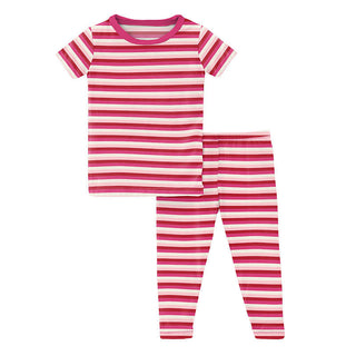 KicKee Pants Girl's Print Short Sleeve Pajama Set - Anniversary Candy Stripe