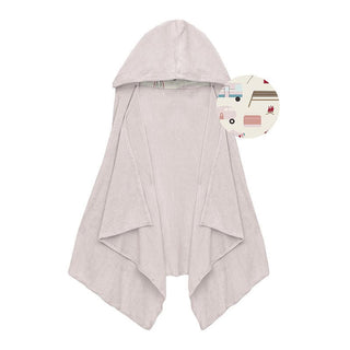 KicKee Pants Girls Solid Terry Hooded Towel with Lined Hood, Macaroon with Natural Camping - One Size