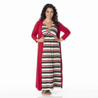 KicKee Pants Kickee Womens Print Simple Twist Nightgown - Christmas Multi Stripe