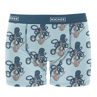 KicKee Pants Men's Print Bamboo Boxer Brief - Spring Sky Octopus Anchor