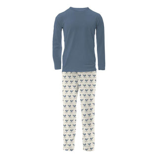 KicKee Pants Men's Print Long Sleeve Pajama Set - Natural Ski Birds