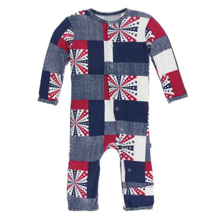 KicKee Pants Print Coverall with Snaps - Patchwork